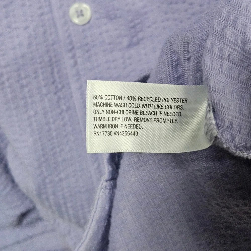 Goodfellow & Co Shirt Men XL Purple Seersucker Short Sleeve Camp Collar Casual